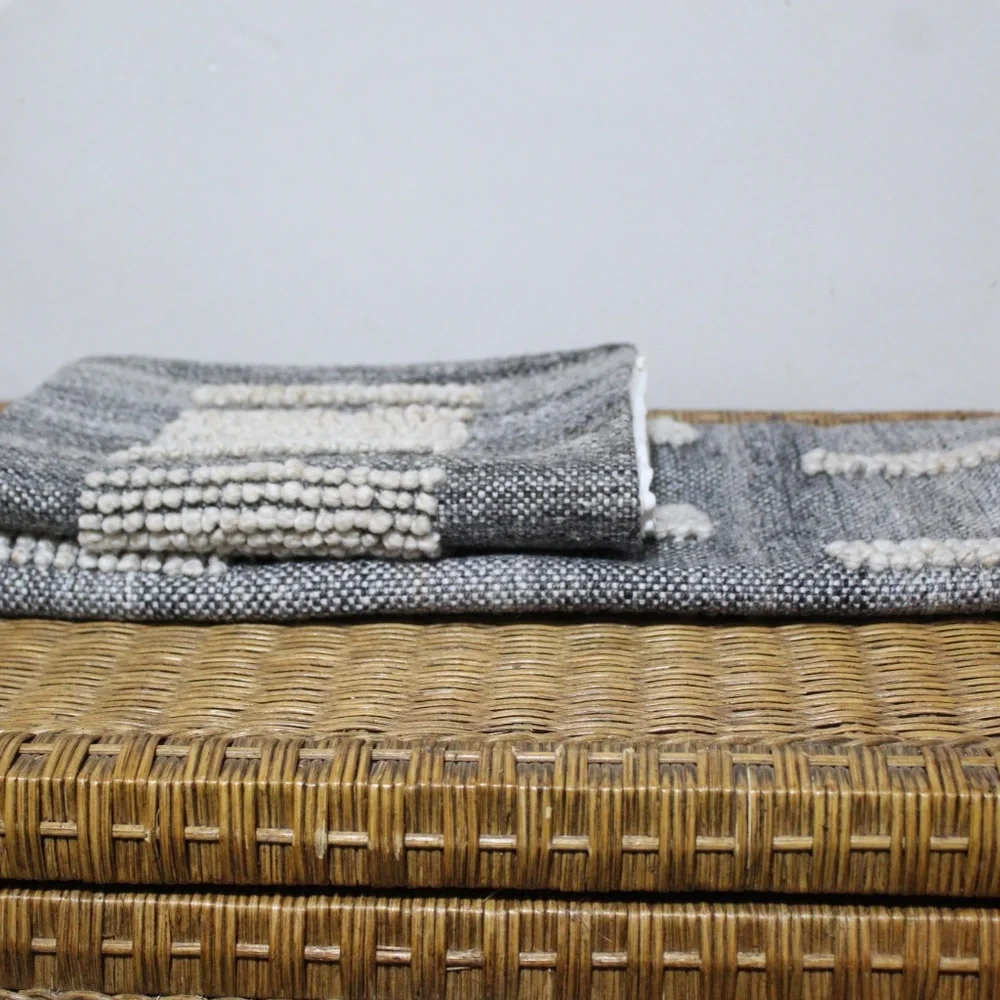 Williams Sonoma. Textured Gray & Ivory Woven Pillow Cover. Set of 2. Sq./Lumbar